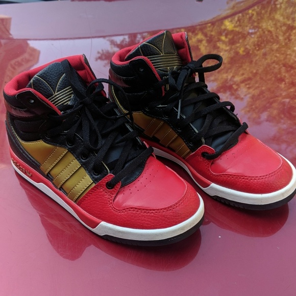 adidas Other - Adidas red black gold high tops